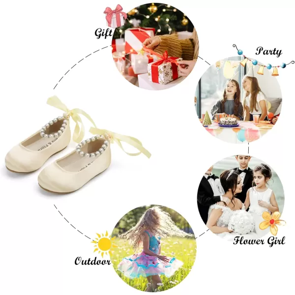Felix &amp; Flora Girls Toddler Little Ballet Shoes - Flower Girls Mary Jane Flats Dress Shoes Party Wedding