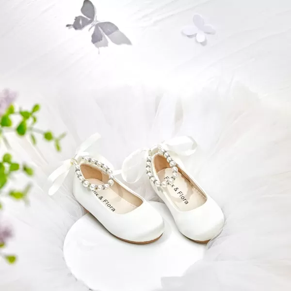 Felix &amp; Flora Girls Toddler Little Ballet Shoes - Flower Girls Mary Jane Flats Dress Shoes Party Wedding