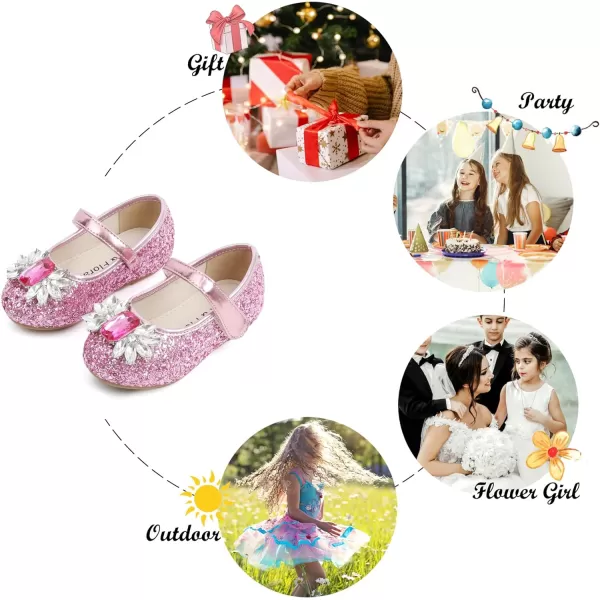 Felix &amp; Flora Girls Toddler Little Ballet Shoes - Flower Girls Mary Jane Flats Dress Shoes Party Wedding