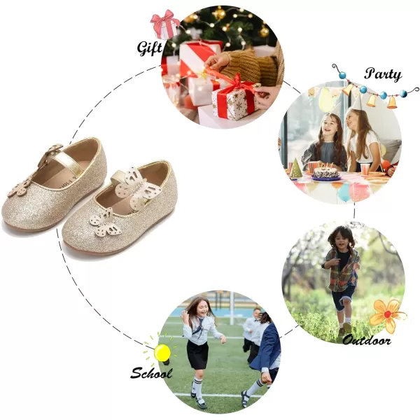 Felix &amp; Flora Girls Toddler Little Ballet Shoes - Flower Girls Mary Jane Flats Dress Shoes Party Wedding