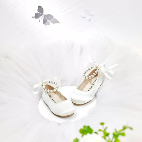 Felix &amp; Flora Girls Toddler Little Ballet Shoes - Flower Girls Mary Jane Flats Dress Shoes Party Wedding