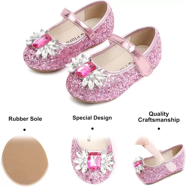 Felix &amp; Flora Girls Toddler Little Ballet Shoes - Flower Girls Mary Jane Flats Dress Shoes Party Wedding
