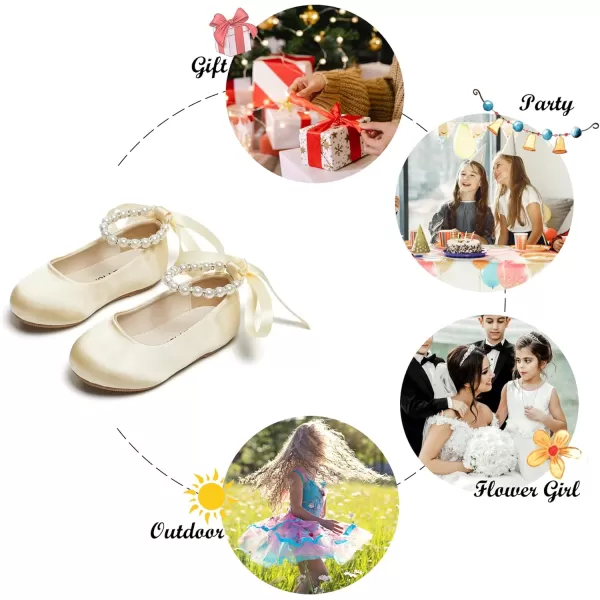 Felix &amp; Flora Girls Toddler Little Ballet Shoes - Flower Girls Mary Jane Flats Dress Shoes Party Wedding