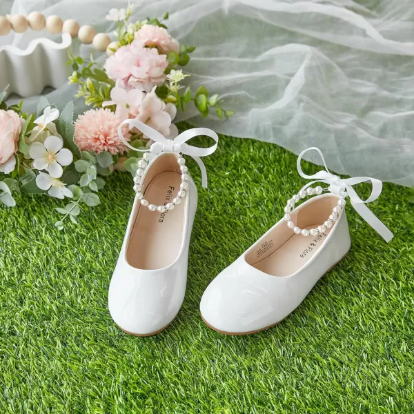 Felix &amp; Flora Girls Toddler Little Ballet Shoes - Flower Girls Mary Jane Flats Dress Shoes Party Wedding