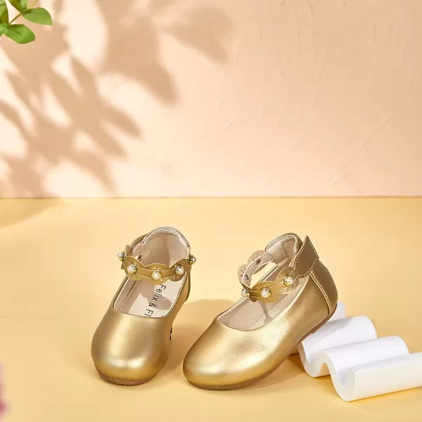 Felix &amp; Flora Girls Toddler Little Ballet Shoes - Flower Girls Mary Jane Flats Dress Shoes Party Wedding