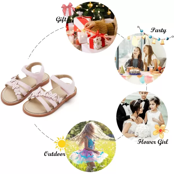 Felix &amp; Flora Toddler Girl Sandals -Flower Girl Dress Shoes Open Toe Little Kid Summer Flats