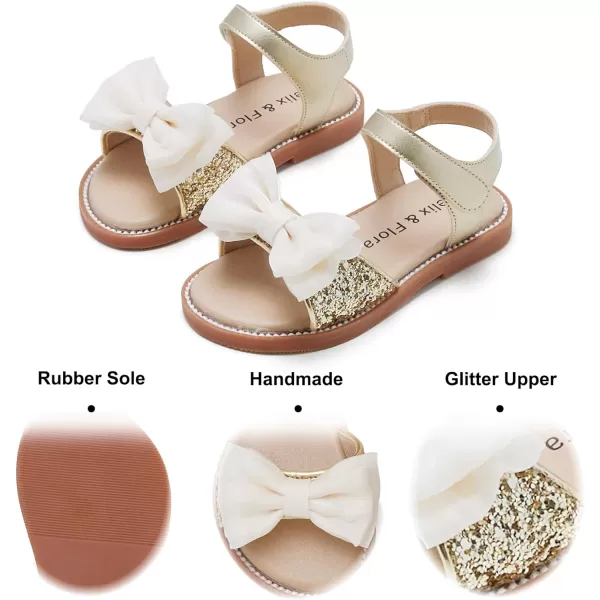 Felix &amp; Flora Toddler Girl Sandals -Flower Girl Dress Shoes Open Toe Little Kid Summer Flats