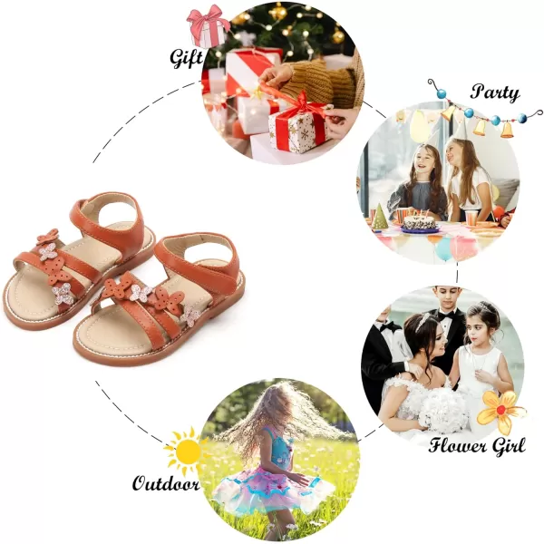 Felix &amp; Flora Toddler Girl Sandals -Flower Girl Dress Shoes Open Toe Little Kid Summer Flats