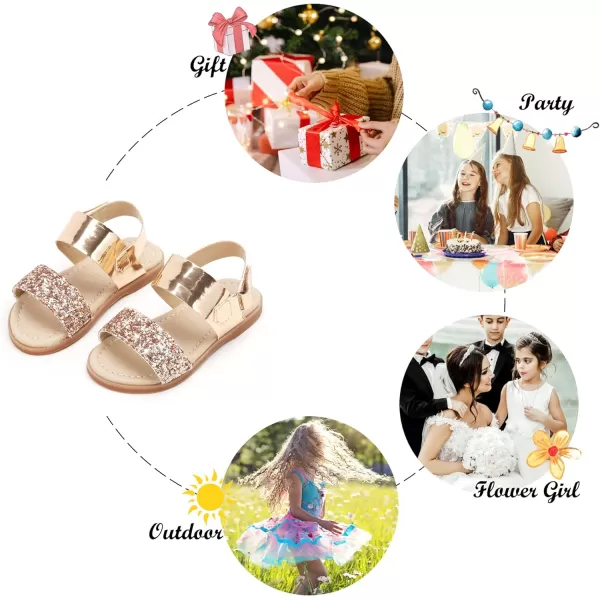 Felix &amp; Flora Toddler Girl Sandals - Flower Girl Dress Shoes Open Toe Little Kid Summer Flats