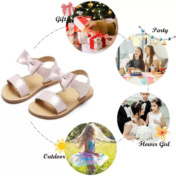 Felix &amp; Flora Toddler Girl Sandals - Flower Girl Dress Shoes Open Toe Little Kid Summer Flats