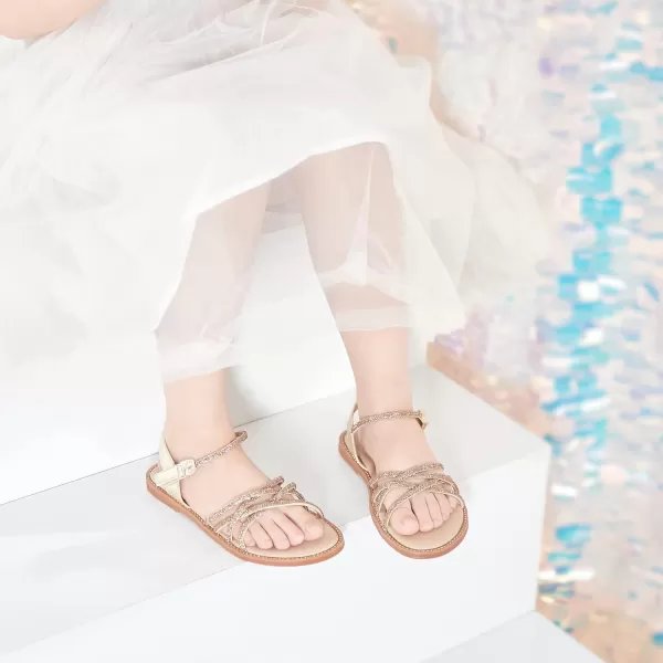 Felix &amp; Flora Toddler Girl Sandals -Flower Girl Dress Shoes Open Toe Little Kid Summer Flats