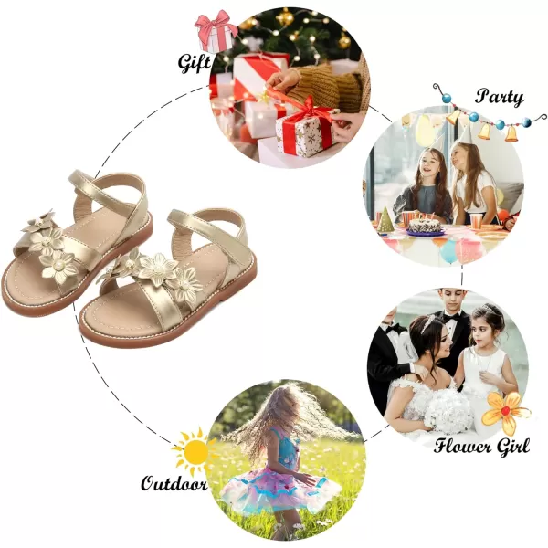 Felix &amp; Flora Toddler Girl Sandals -Flower Girl Dress Shoes Open Toe Little Kid Summer Flats