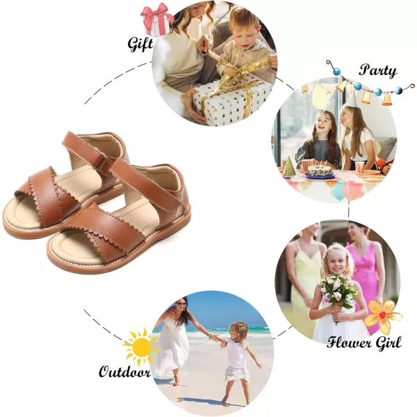 Felix &amp; Flora Toddler Girl Sandals -Flower Girl Dress Shoes Open Toe Little Kid Summer Flats