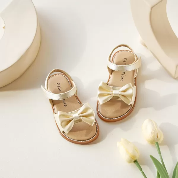 Felix &amp; Flora Toddler Girl Sandals - Flower Girl Dress Shoes Open Toe Little Kid Summer Flats