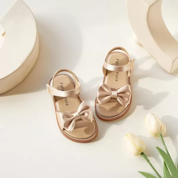 Felix &amp; Flora Toddler Girl Sandals - Flower Girl Dress Shoes Open Toe Little Kid Summer Flats