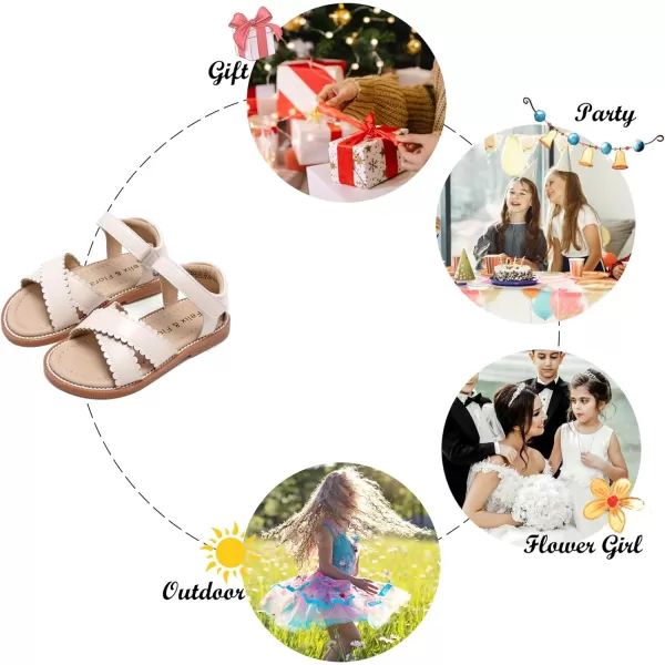 Felix &amp; Flora Toddler Girl Sandals -Flower Girl Dress Shoes Open Toe Little Kid Summer Flats