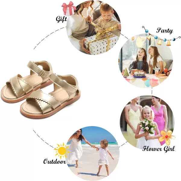Felix &amp; Flora Toddler Girl Sandals -Flower Girl Dress Shoes Open Toe Little Kid Summer Flats