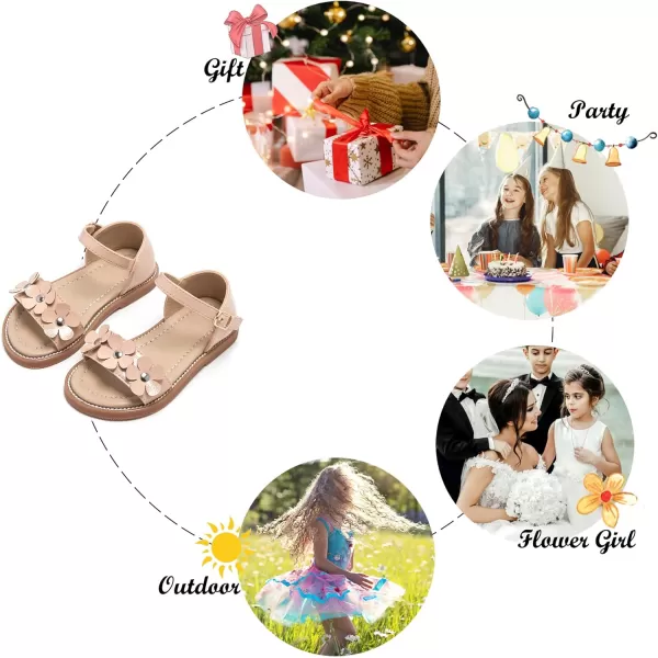 Felix &amp; Flora Toddler Girl Sandals - Flower Girl Dress Shoes Open Toe Little Kid Summer Flats