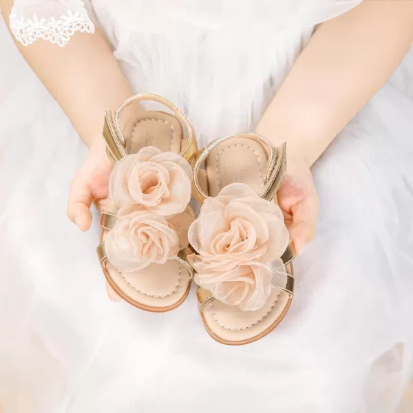 Felix &amp; Flora Toddler Girls Sandals Soft Rubber Flats Summer Baby Flower Girl Shoes.