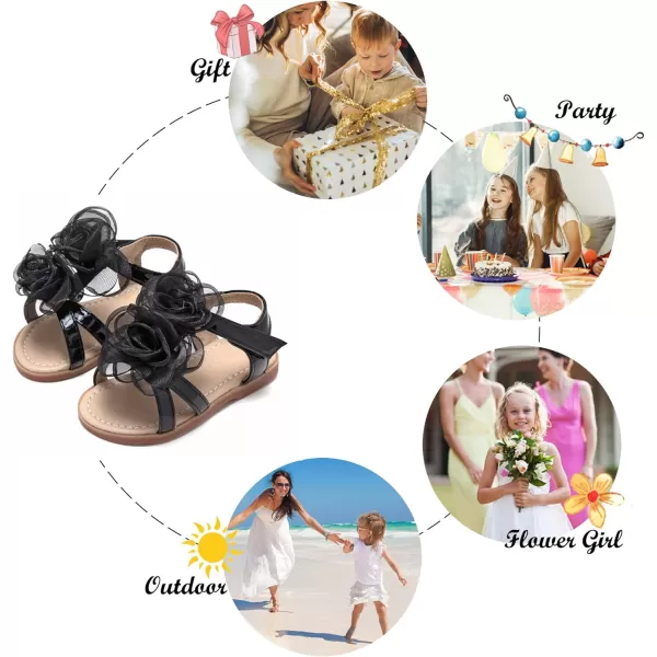 Felix &amp; Flora Toddler Girls Sandals Soft Rubber Flats Summer Baby Flower Girl Shoes.