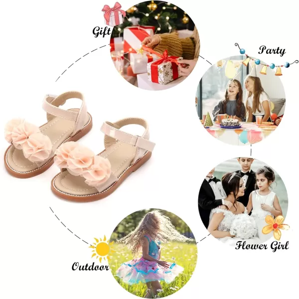 Felix &amp; Flora Toddler Girls Sandals Soft Rubber Flats Summer Baby Flower Girl Shoes.