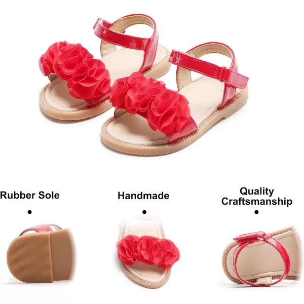 Felix &amp; Flora Toddler Girls Sandals Soft Rubber Flats Summer Baby Flower Girl Shoes.