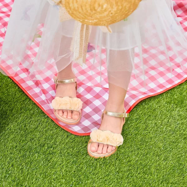 Felix &amp; Flora Toddler Girls Sandals Soft Rubber Flats Summer Baby Flower Girl Shoes.