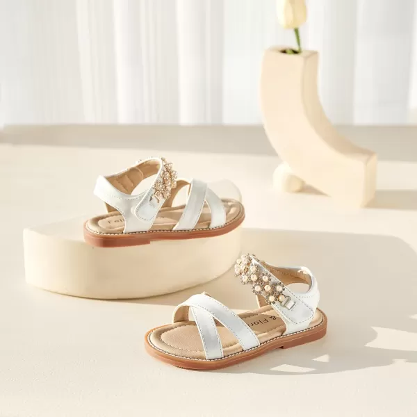 Felix &amp; Flora Toddler Girls Sandals Soft Rubber Flats Summer Baby Flower Girl Shoes.