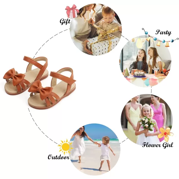Felix &amp; Flora Toddler Girls Sandals Soft Rubber Flats Summer Baby Flower Girl Shoes.