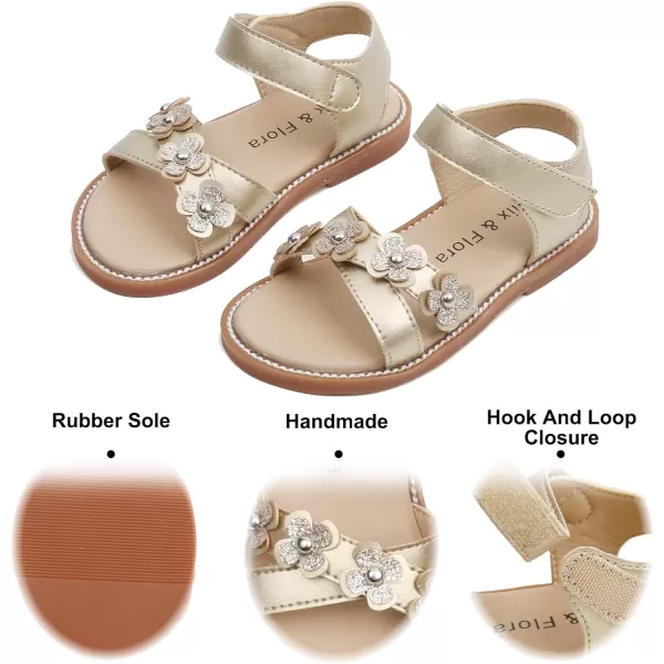 Felix &amp; Flora Toddler Girls Sandals Soft Rubber Flats Summer Baby Flower Girl Shoes.