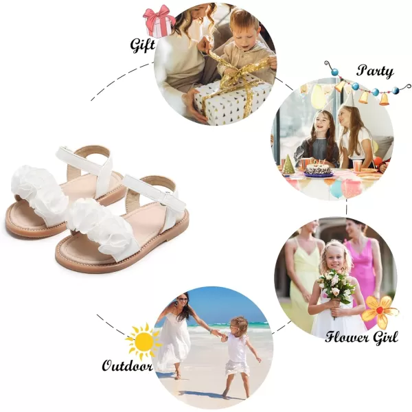 Felix &amp; Flora Toddler Girls Sandals Soft Rubber Flats Summer Baby Flower Girl Shoes.