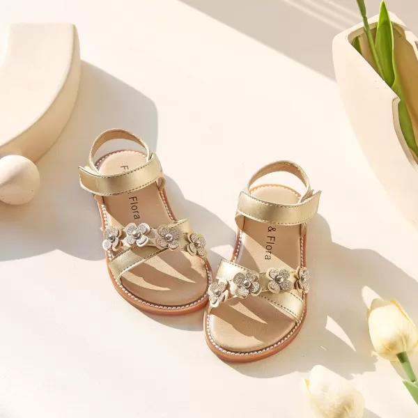Felix &amp; Flora Toddler Girls Sandals Soft Rubber Flats Summer Baby Flower Girl Shoes.