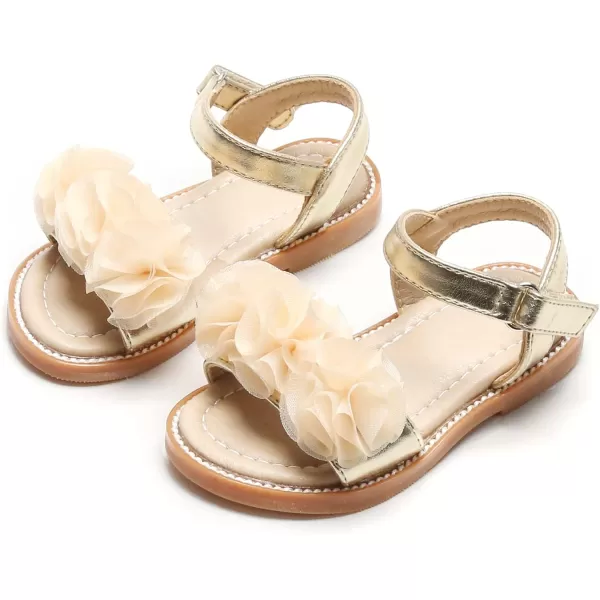 Felix &amp; Flora Toddler Girls Sandals Soft Rubber Flats Summer Baby Flower Girl Shoes.