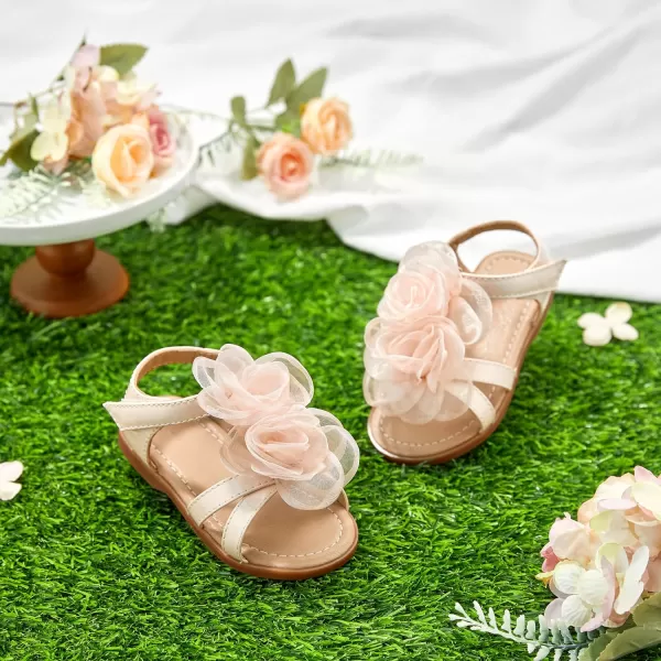 Felix &amp; Flora Toddler Girls Sandals Soft Rubber Flats Summer Baby Flower Girl Shoes.