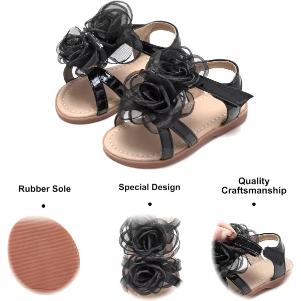 Felix &amp; Flora Toddler Girls Sandals Soft Rubber Flats Summer Baby Flower Girl Shoes.