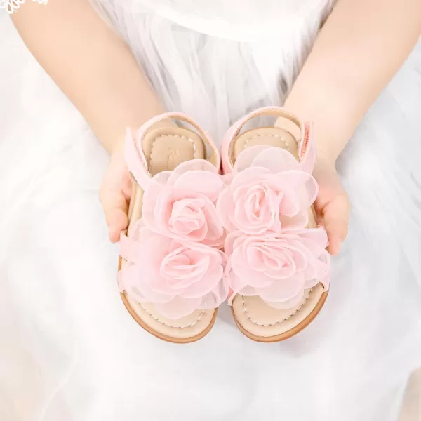 Felix &amp; Flora Toddler Girls Sandals Soft Rubber Flats Summer Baby Flower Girl Shoes.
