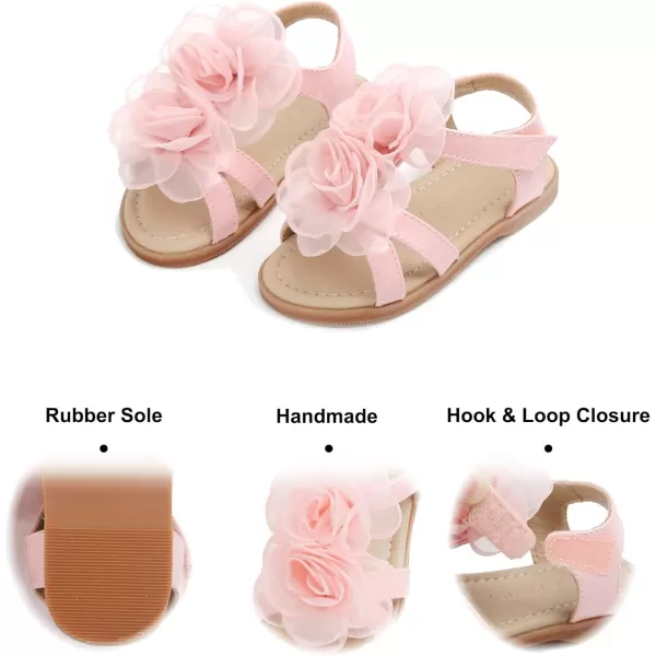 Felix &amp; Flora Toddler Girls Sandals Soft Rubber Flats Summer Baby Flower Girl Shoes.