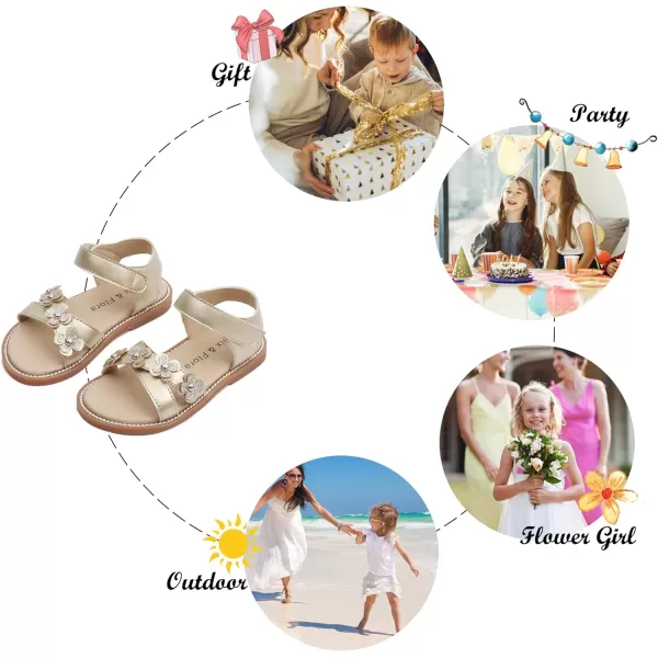 Felix &amp; Flora Toddler Girls Sandals Soft Rubber Flats Summer Baby Flower Girl Shoes.