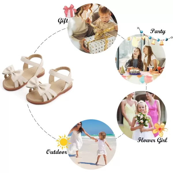Felix &amp; Flora Toddler Girls Sandals Soft Rubber Flats Summer Baby Flower Girl Shoes.