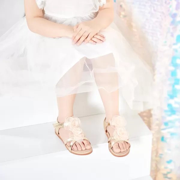 Felix &amp; Flora Toddler Girls Sandals Soft Rubber Flats Summer Baby Flower Girl Shoes.