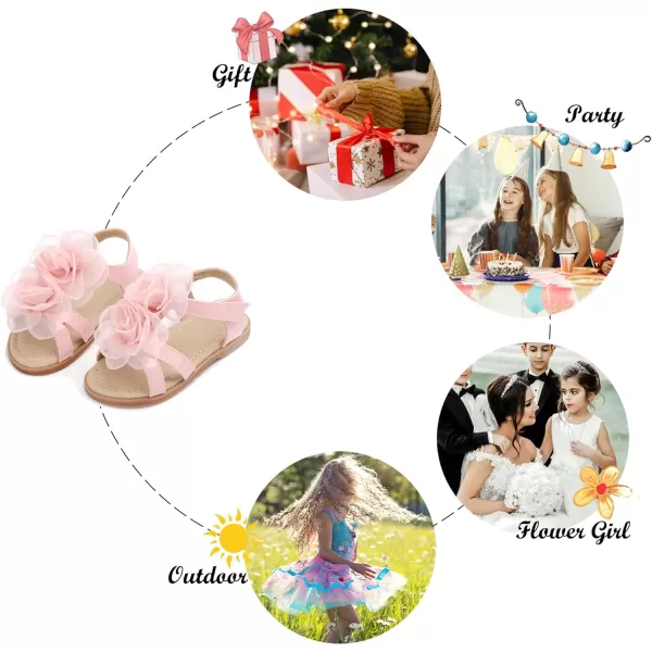 Felix &amp; Flora Toddler Girls Sandals Soft Rubber Flats Summer Baby Flower Girl Shoes.