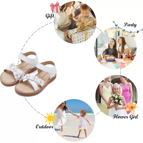 Felix &amp; Flora Toddler Girls Sandals Soft Rubber Flats Summer Baby Flower Girl Shoes.