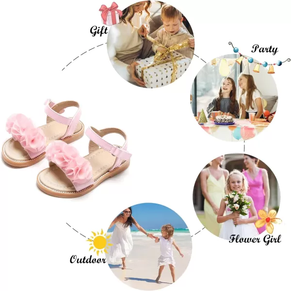 Felix &amp; Flora Toddler Girls Sandals Soft Rubber Flats Summer Baby Flower Girl Shoes.