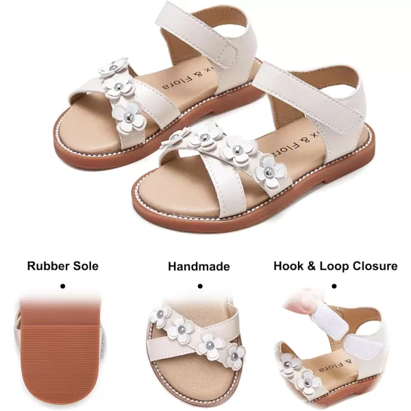 Felix &amp; Flora Toddler Girls Sandals Soft Rubber Flats Summer Baby Flower Girl Shoes.