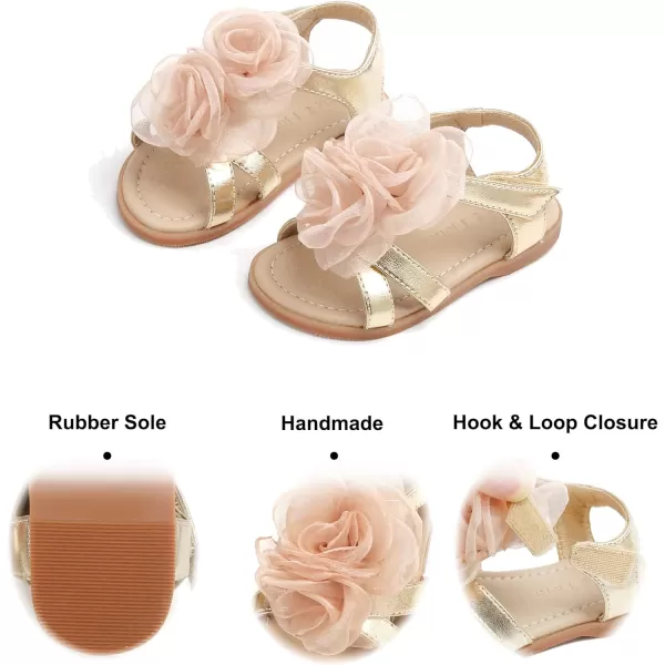 Felix &amp; Flora Toddler Girls Sandals Soft Rubber Flats Summer Baby Flower Girl Shoes.