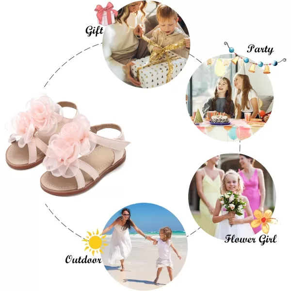 Felix &amp; Flora Toddler Girls Sandals Soft Rubber Flats Summer Baby Flower Girl Shoes.