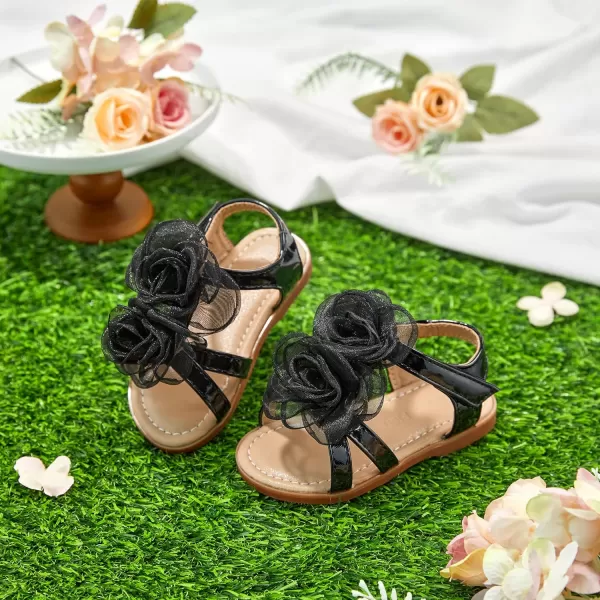 Felix &amp; Flora Toddler Girls Sandals Soft Rubber Flats Summer Baby Flower Girl Shoes.