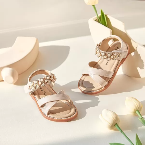 Felix &amp; Flora Toddler Girls Sandals Soft Rubber Flats Summer Baby Flower Girl Shoes.