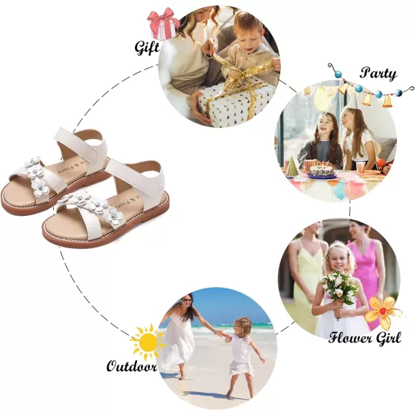 Felix &amp; Flora Toddler Girls Sandals Soft Rubber Flats Summer Baby Flower Girl Shoes.