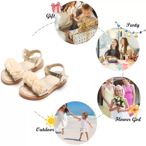 Felix &amp; Flora Toddler Girls Sandals Soft Rubber Flats Summer Baby Flower Girl Shoes.
